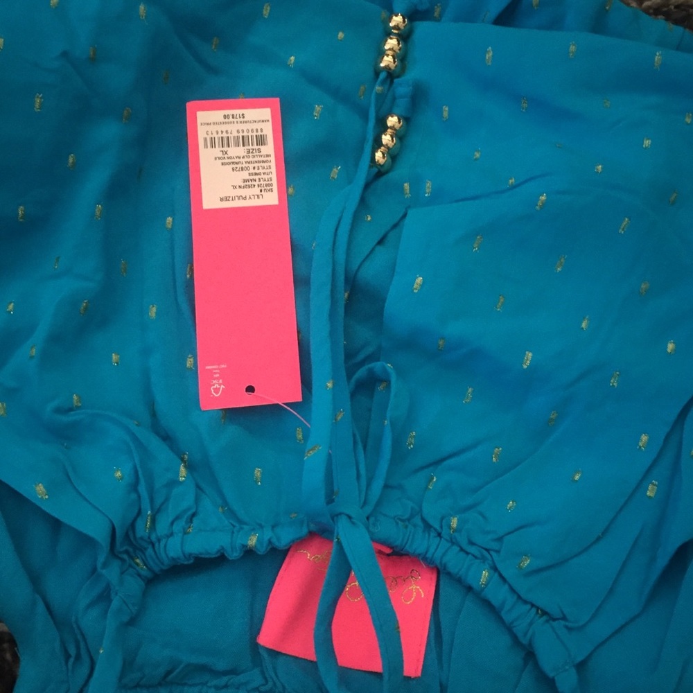 Lilly Pulitzer Litia Swing Dress - In Formentera Turquoise Metallic NWT - Picture 3 of 5